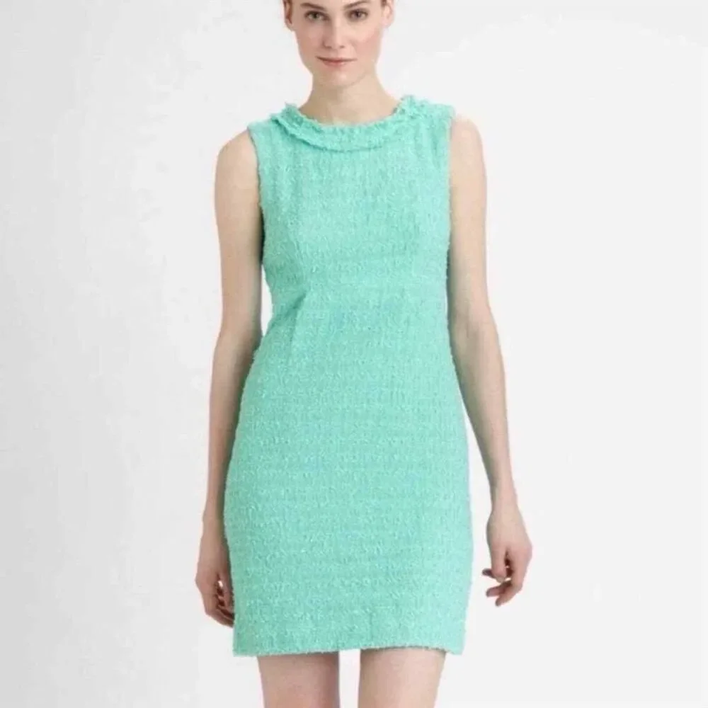 Kate Spade‎ Terri Boucle Aqua Tweed Sheath Dress Size 0 Sleeveless Spring
